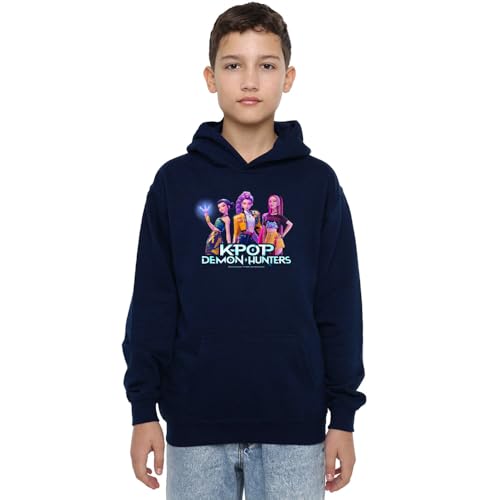 Kpop Demon Hunters Unisex Kids Huntrix Kpop Group Youth Boy/Girls Pull-Over Hoodie T Shirt, Navy, 7-8 Hooded Sweatshirt, 7-bis 8-Jährige von Kpop Demon Hunters
