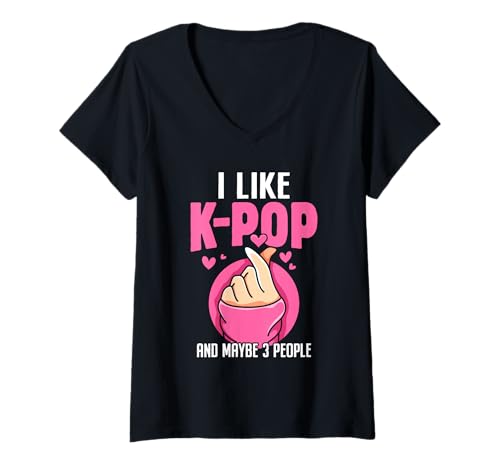 Damen Ich mag Kpop und vielleicht 3 Leute Lustige introvertierte Kpop-Liebhaber T-Shirt mit V-Ausschnitt Damen Ich mag Kpop und vielleicht 3 Leute Lustige introvertierte Kpop-Liebhaber T-Shirt mit V-Ausschnitt von Kpop Introvert Tees