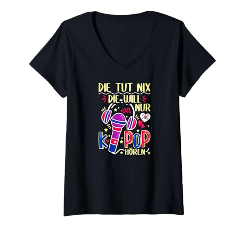Damen Koreanische Musik Hören K-Pop T-Shirt mit V-Ausschnitt Damen Koreanische Musik Hören K-Pop T-Shirt mit V-Ausschnitt von Kpop Kleidung für Frauen