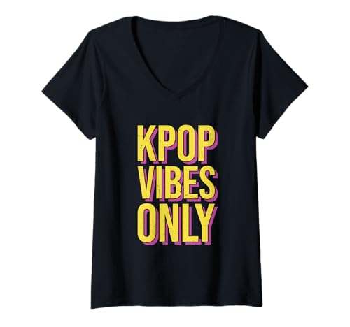 Damen Koreanischer Popmusikliebhaber Kpop Musiker Kpop Vibes Only T-Shirt mit V-Ausschnitt von Kpop Vibes Only Korean Pop Music Gift