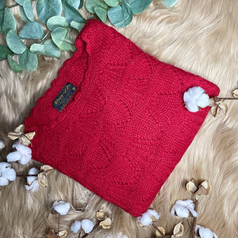 Roter Alpaka Pullover Für Damen | Wollpullover Aus Alpakafaser Peru Boho Mode Fair Gehandelte Wolle| Strickkunst von Kpullishop