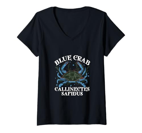 Damen Krabbe - Blaukrabbe T-Shirt mit V-Ausschnitt von Krabben und Krebse Designs