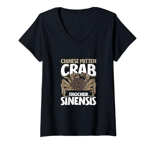 Damen Krabbe - Chinesische Wollhandkrabbe T-Shirt mit V-Ausschnitt von Krabben und Krebse Designs