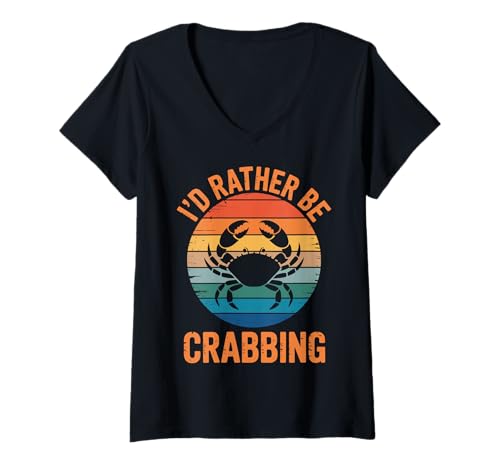 Damen I'd Rather Be Crabbing T-Shirt mit V-Ausschnitt Damen I'd Rather Be Crabbing T-Shirt mit V-Ausschnitt von Krabbenliebhaber Krabbenfänger Meeresfrüchte