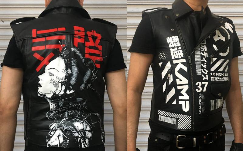 Custom Handbemalte Cyber-Punk Kamp Cybergirl Lederweste | Oder Jacke | Ohne Spikes Oder Nieten Jede Größe, Jeder Stil, So Wie Sie Wollen von KrackerJackets