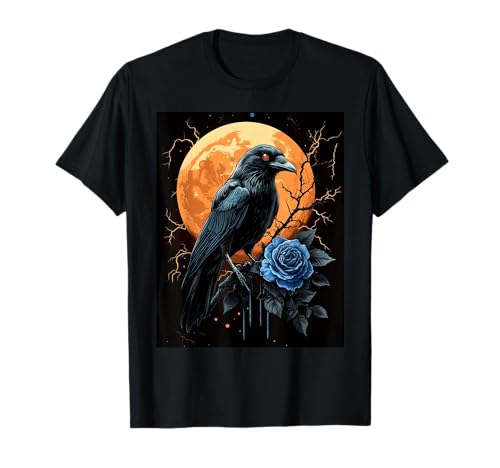Rabe Rose Mond Düster Gothic Blume Damen Schwarze Krähe T-Shirt Rabe Rose Mond Düster Gothic Blume Damen Schwarze Krähe T-Shirt von Krähe Rose Mond Deko Gothic Schwarzer Rabe Rosen