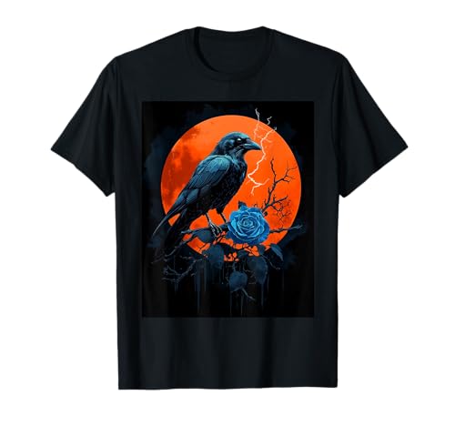 Rabe Rose Mond Düster Gothic Blume Damen Schwarze Krähe T-Shirt Rabe Rose Mond Düster Gothic Blume Damen Schwarze Krähe T-Shirt von Krähe Rose Mond Deko Gothic Schwarzer Rabe Rosen