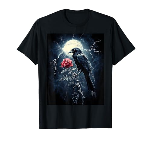 Rabe Rose Mond Düster Gothic Blume Damen Schwarze Krähe T-Shirt Rabe Rose Mond Düster Gothic Blume Damen Schwarze Krähe T-Shirt von Krähe Rose Mond Deko Gothic Schwarzer Rabe Rosen