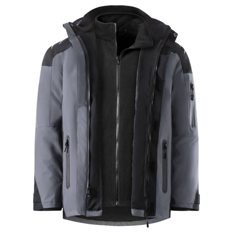 KRÄHE Evo 3-in-1 Funktions-/Winterjacke m. Fleece-Innenjacke, grau, L von Krähe WORKWEAR