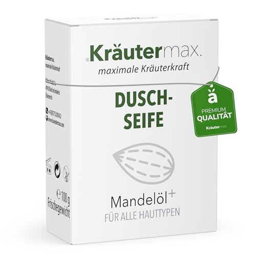 Kräutermax Mandelöl Seife Duschseife für Männer und Damen - Festes Duschgel Naturkosmetik - Auch als Festes Shampoo 2in1 - Naturseife Stück 1 x 100 g von Kräutermax.