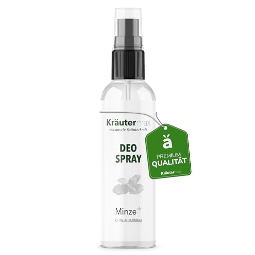 Minze Deo ohne Aluminium im praktischen Sprüher - fruchtiger Minze Damen-Duft für frische & wohlbefinden den ganzen Tag über - Deo Spray aus Mint, Salbei & Lemongras 100 ml von Kräutermax.