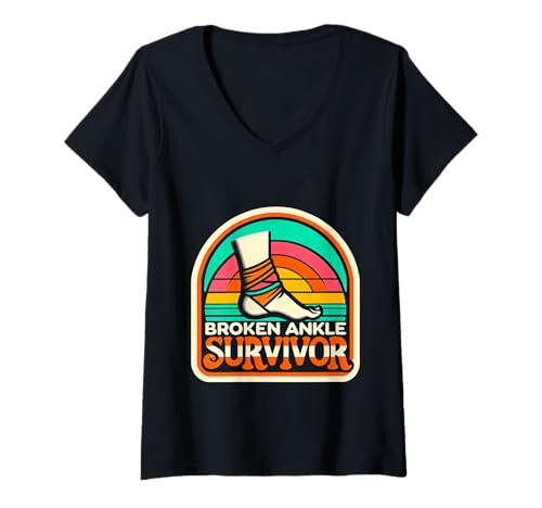 Damen Broken Ankle Survivor Injury Recovery Athlete |- T-Shirt mit V-Ausschnitt Damen Broken Ankle Survivor Injury Recovery Athlete |- T-Shirt mit V-Ausschnitt von Kraft zur Erholung nach einer Knöchelverletzung
