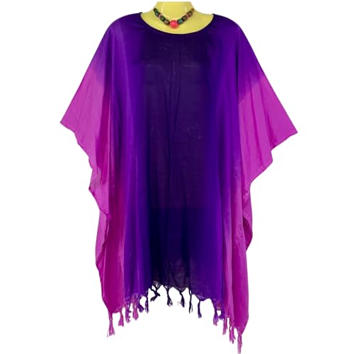 Kraft4Life Damen Sommer Strand Cover Up Oversize Kaftan Tunika Casual Top Bluse Kurz Kaftan Strandkleid Poncho, Hk2-2tone-lila, Large Kraft4Life Damen Sommer Strand Cover Up Oversize Kaftan Tunika Casual Top Bluse Kurz Kaftan Strandkleid Poncho, Hk2-2tone-lila, Large von Kraft4Life