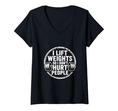 Damen I Lift Weights So I Don't Hurt People Fitness Workout - T-Shirt mit V-Ausschnitt Damen I Lift Weights So I Don't Hurt People Fitness Workout - T-Shirt mit V-Ausschnitt von Kraftkontrollübung