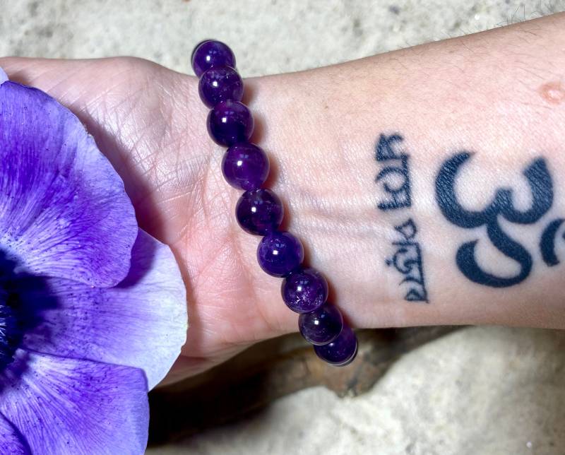 Echtes Amethyst Armband | A+ Qualität Drittes Auge Chakra Meditation von Kraftkristall