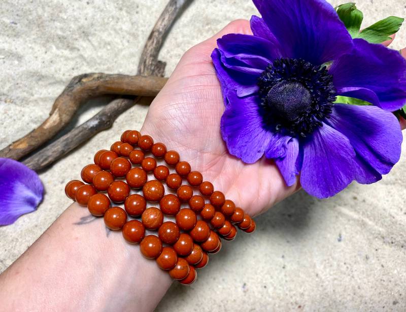Echtes Roter Jaspis Armband | 6 Mm + 8 Meditation Spiritualität Wurzelchakra Root Chakra von Kraftkristall