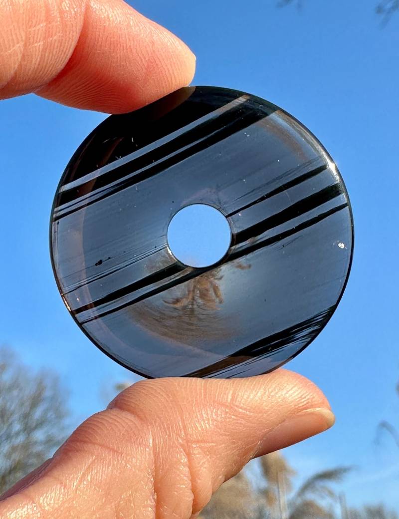Lamellen Obsidian Donut Als Schutzstein von Kraftkristall