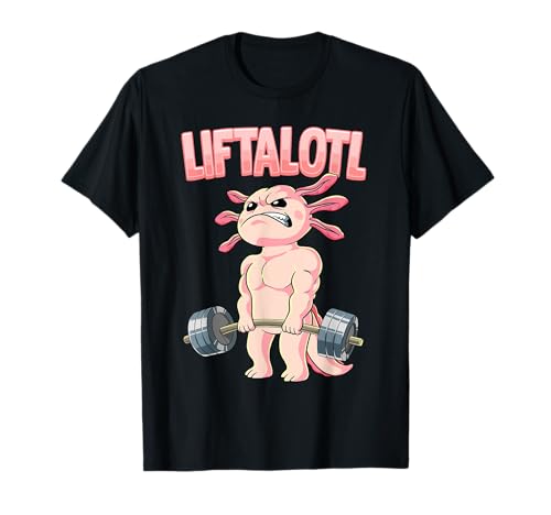 Kraftsport Geschenk Liftalotl Bodybuilding Fitness Gym T-Shirt Schwarz Klein U-Ausschnitt Kurzarm Männer Fitnessbegeisterte Bodybuilder von Kraftsport Geschenk