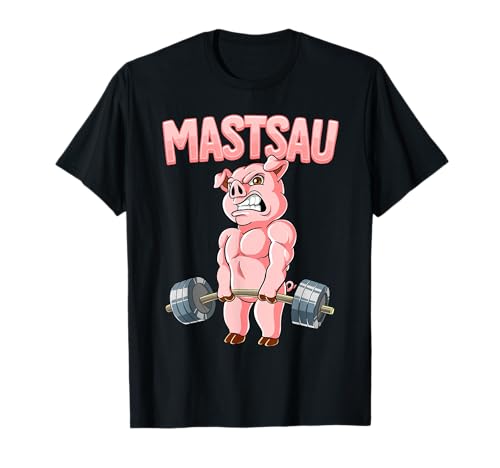 Kraftsport Geschenk Mastsau Bodybuilding Fitness Gym T-Shirt, Männer, Schwarz, Klein, Kurzarm von Kraftsport Geschenk