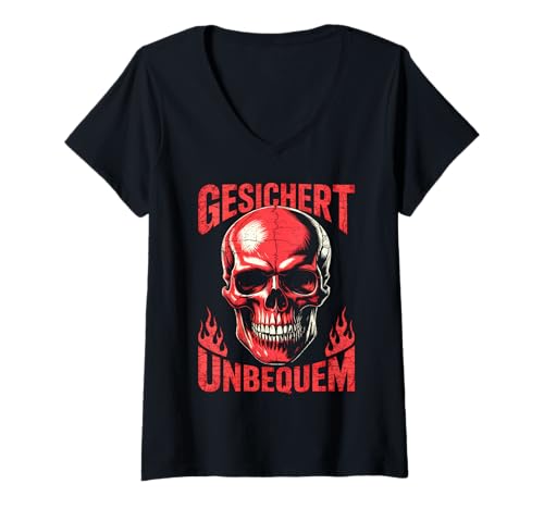 Damen GESICHERT UNBEQUEM – Markant Unangepasst Selbstbewusst T-Shirt mit V-Ausschnitt von Kraftvolle Statements für Selbstbewusste