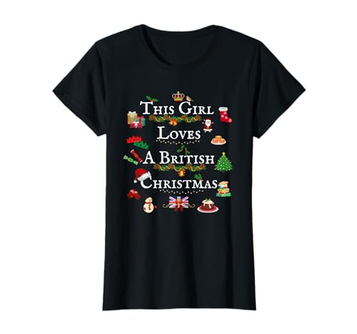 Dieses Mädchen liebt britische Weihnachten, Damen, lustige Weihnachtsliebhaber T-Shirt Dieses Mädchen liebt britische Weihnachten, Damen, lustige Weihnachtsliebhaber T-Shirt von Krafty Arts Studio, FUN BRITISH FLAG UNION JACK,