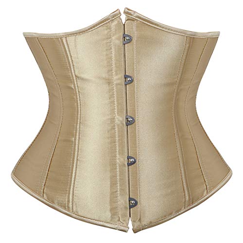 Corsage für Frauen Vintage Unterbrust Korsett Übergröße Steampunk Bustier Taille Cincher Top - Beige - XXX-Large von Kranchungel