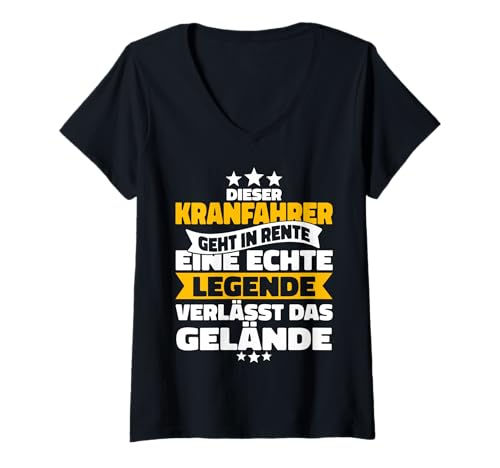 Damen Rentner Kranfahrer Rente Spruch Ruhestand T-Shirt mit V-Ausschnitt Damen Rentner Kranfahrer Rente Spruch Ruhestand T-Shirt mit V-Ausschnitt von Kranfahrer Rente Rentner Store