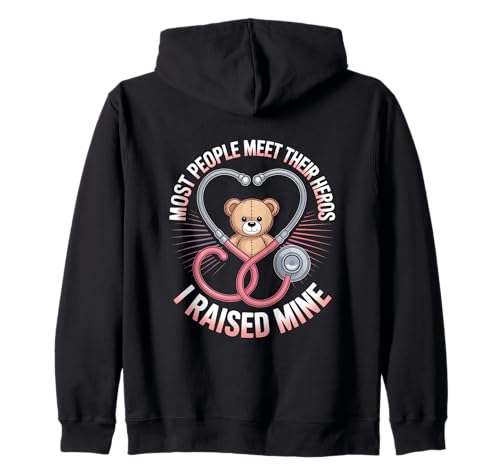 Pflege Mama Stolz Most People Meet Their Heros I Raised Mine Kapuzenjacke Pflege Mama Stolz Most People Meet Their Heros I Raised Mine Kapuzenjacke von Krankenhaus Herz Stethoskop Teddy Mama Elternstolz