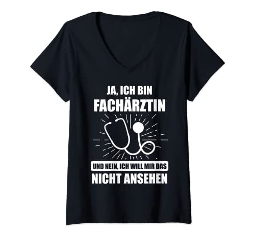Damen Fachärztin Facharzt Ärztin Medizinerin Geschenk T-Shirt mit V-Ausschnitt Damen Fachärztin Facharzt Ärztin Medizinerin Geschenk T-Shirt mit V-Ausschnitt von Krankenhaus & Ärzte Outfits