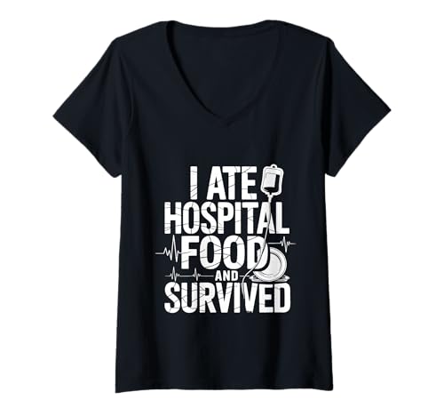 Damen I Ate Hospital Food and Survived Patientenscherze - T-Shirt mit V-Ausschnitt Damen I Ate Hospital Food and Survived Patientenscherze - T-Shirt mit V-Ausschnitt von Krankenhauspatienten