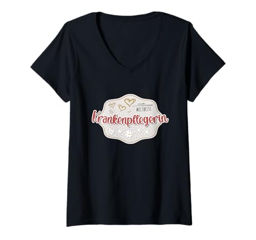 Damen Krankenpflege Zubehör Pflegerin Danke Krankenpflegerin T-Shirt mit V-Ausschnitt von Krankenpflegerin Geschenke & Krankenpflege Zubehör