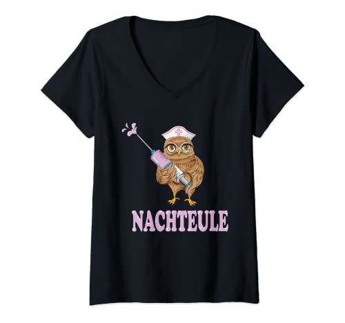 Damen Stationsschwester Nachteule Spritze Nachtwache Pfleger Damen T-Shirt mit V-Ausschnitt Damen Stationsschwester Nachteule Spritze Nachtwache Pfleger Damen T-Shirt mit V-Ausschnitt von Krankenschwester Krankenpflege Frauen Ärztinnen