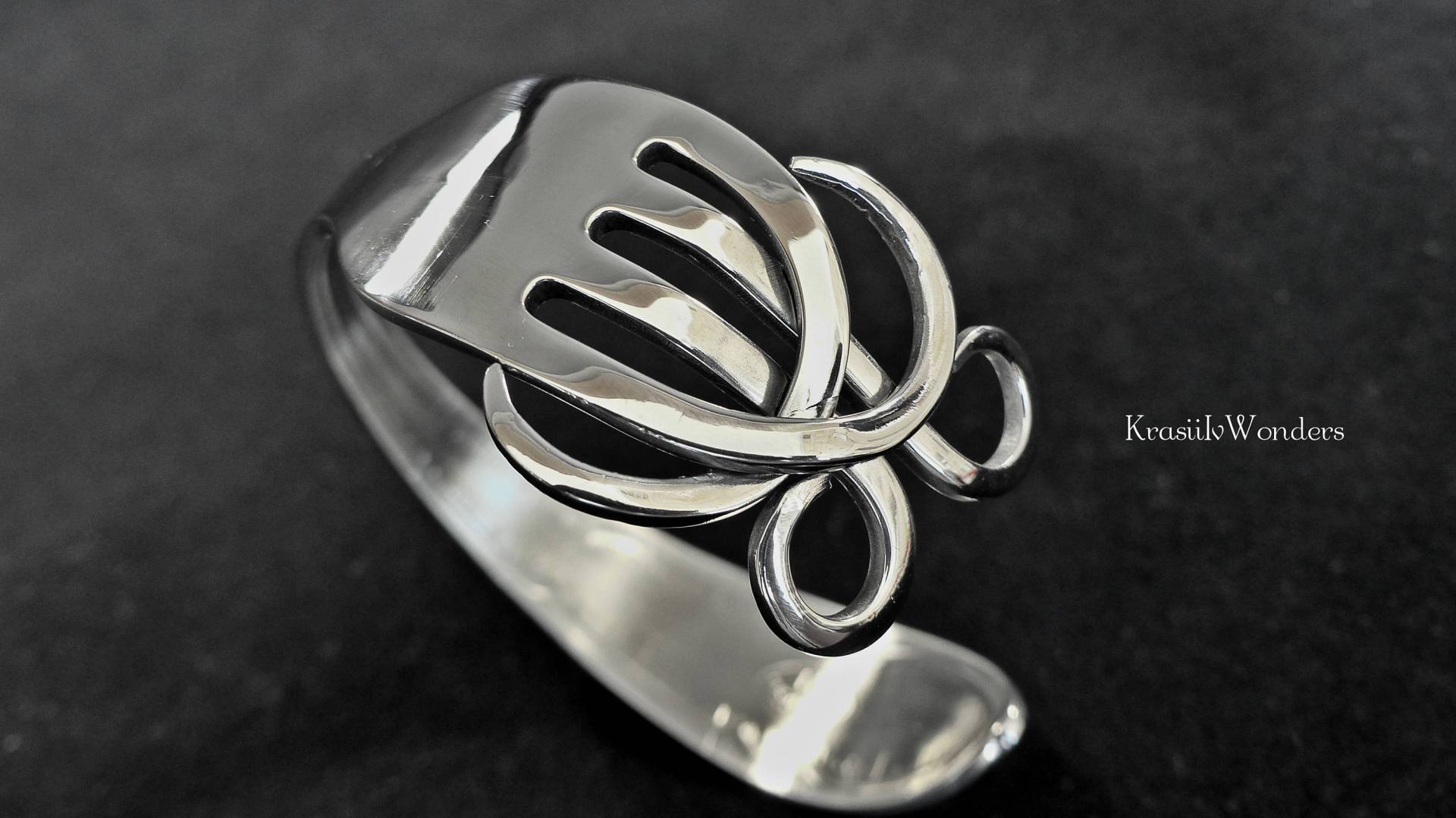 11. Jahrestag Geschenk Für Die Frau, Gabel Armband, Silber Manschette Armbänder Frauen Handgemachter Schmuck, Einzigartige Geschenke Freundin von KrasiiIvWonders