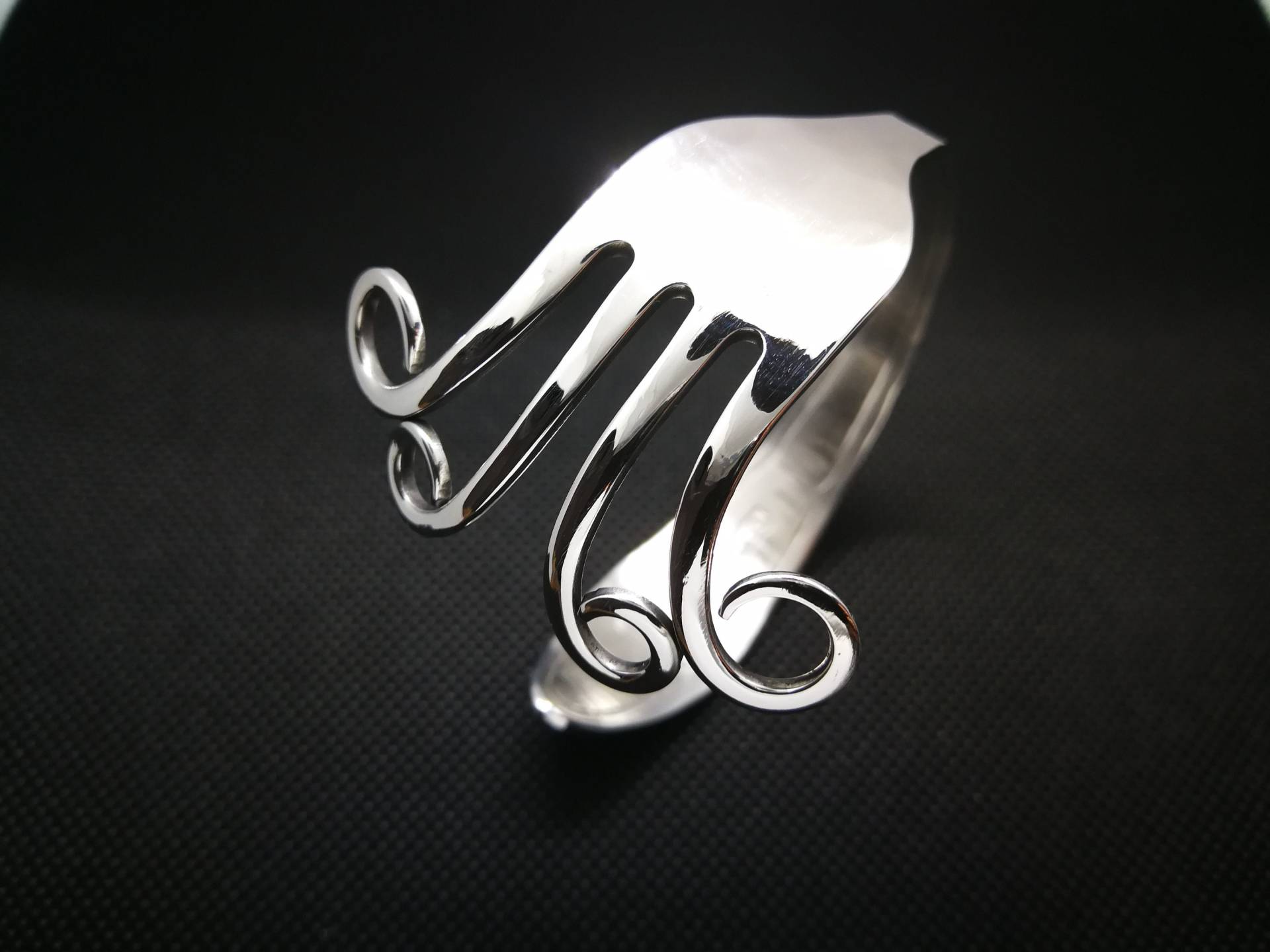 Breites Manschettenarmband Aus Edelstahl Gabel, Koch Schmuck, Ungewöhnliches Geschenk Für Männer von KrasiiIvWonders