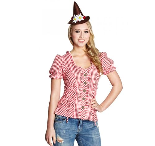 Krause & Sohn Oktoberfest Bluse Trachtenbluse rot weiß kariert für Damen (42) von Krause & Sohn