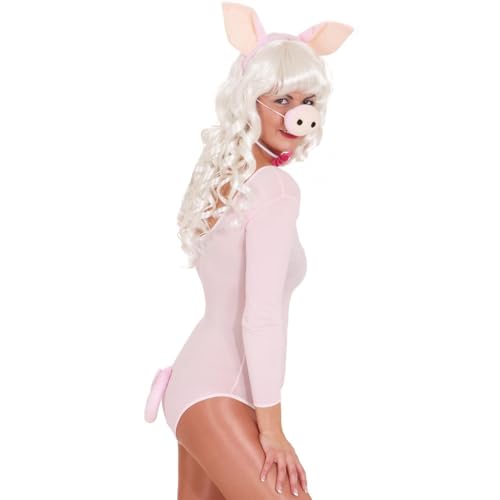 Schweine Kostüm-Zubehör Set aus Haarreif Nase und Schwanz für Erwachsene Tier Fasching Karneval von Krause & Sohn