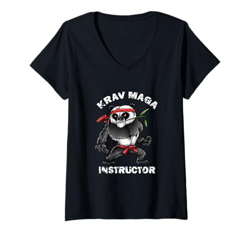 Damen Krav MAGA Instructor Shirt Fighting Panda T-Shirt T-Shirt mit V-Ausschnitt Damen Krav MAGA Instructor Shirt Fighting Panda T-Shirt T-Shirt mit V-Ausschnitt von Krav Maga Instructor Shirts Men Women Kids