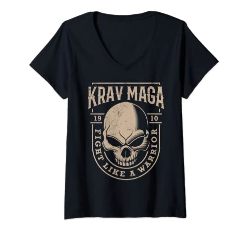 Damen Krav Maga Totenkopf - Sport und Selbstverteidigung Geschenk T-Shirt mit V-Ausschnitt Damen Krav Maga Totenkopf - Sport und Selbstverteidigung Geschenk T-Shirt mit V-Ausschnitt von Krav Maga - Militär Selbstverteidigung Geschenke