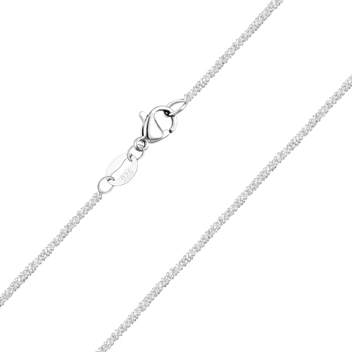 Kraven Feine 925 Silber Damen Halskette ohne Anhänger, Silberkette in 40.45.50.55.60 cm verfügbar Silberschmuck (Popcorn, 50CM) von Kraven