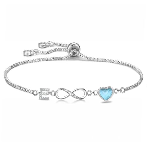 Kraven Infinity Armband Damen 925 Silber, Unendlichkeit Herz Zirkonia Armbänder Verstellbar Armkette Valentinstag Muttertag Geburtstags Weihnachten Geschenk für Sie Frauen Freundin mama (E) von Kraven