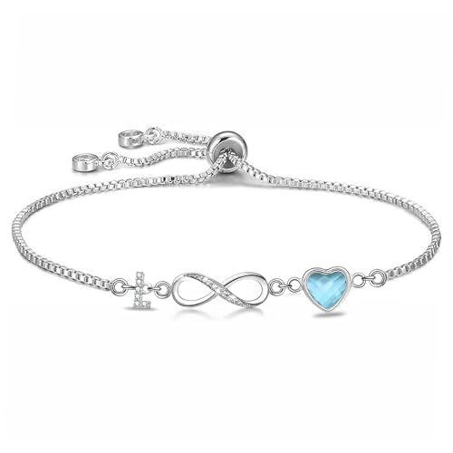 Kraven Infinity Armband Damen 925 Silber, Unendlichkeit Herz Zirkonia Armbänder Verstellbar Armkette Valentinstag Muttertag Geburtstags Weihnachten Geschenk für Sie Frauen Freundin mama (L) von Kraven