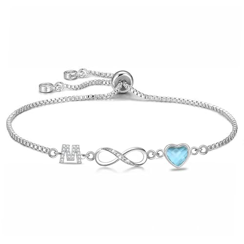 Kraven Infinity Armband Damen 925 Silber, Unendlichkeit Herz Zirkonia Armbänder Verstellbar Armkette Valentinstag Muttertag Geburtstags Weihnachten Geschenk für Sie Frauen Freundin mama (M) von Kraven