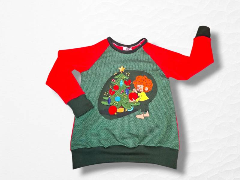 Pumuckl Weihnachtspullover Pullover Gr. 116 Rot - Grün von KrawallschachtelShop
