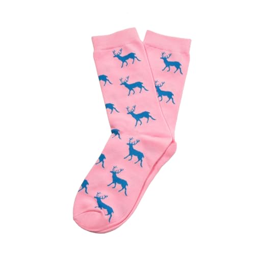 Krawattendackel Hirsch-Socken/Business-Socken - Unisex für Damen & Herren - Farbe und Größen nach Auswahl | Jagd/Jäger (DE/NL/SE/PL, Numerisch, 36, 40, Regular, Regular, Rosa Hirsch Blau) von Krawattendackel