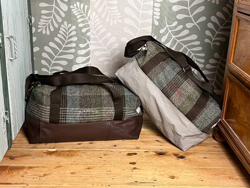 Weekender Reisetasche Harris Tweed Leder Nachhaltig Vintage Weekender Reisetasche Harris Tweed Leder Nachhaltig Vintage von KreainWie