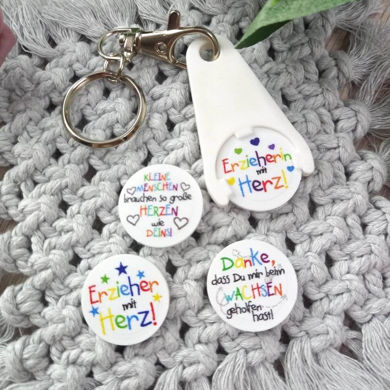Einkaufswagenchip - Wagenlöser Erzieherin Mit Herz Erzieher Danke Motivwahl/Farbwahl Geschenk Kindergarten Kita Abschied Einkaufswagenchip - Wagenlöser Erzieherin Mit Herz Erzieher Danke Motivwahl/Farbwahl Geschenk Kindergarten Kita Abschied von Kreallei