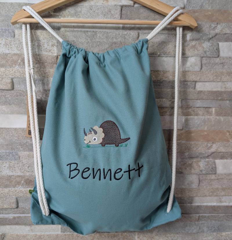 Personalisierter Turnbeutel Mit Dino Und Name von Kreandzia