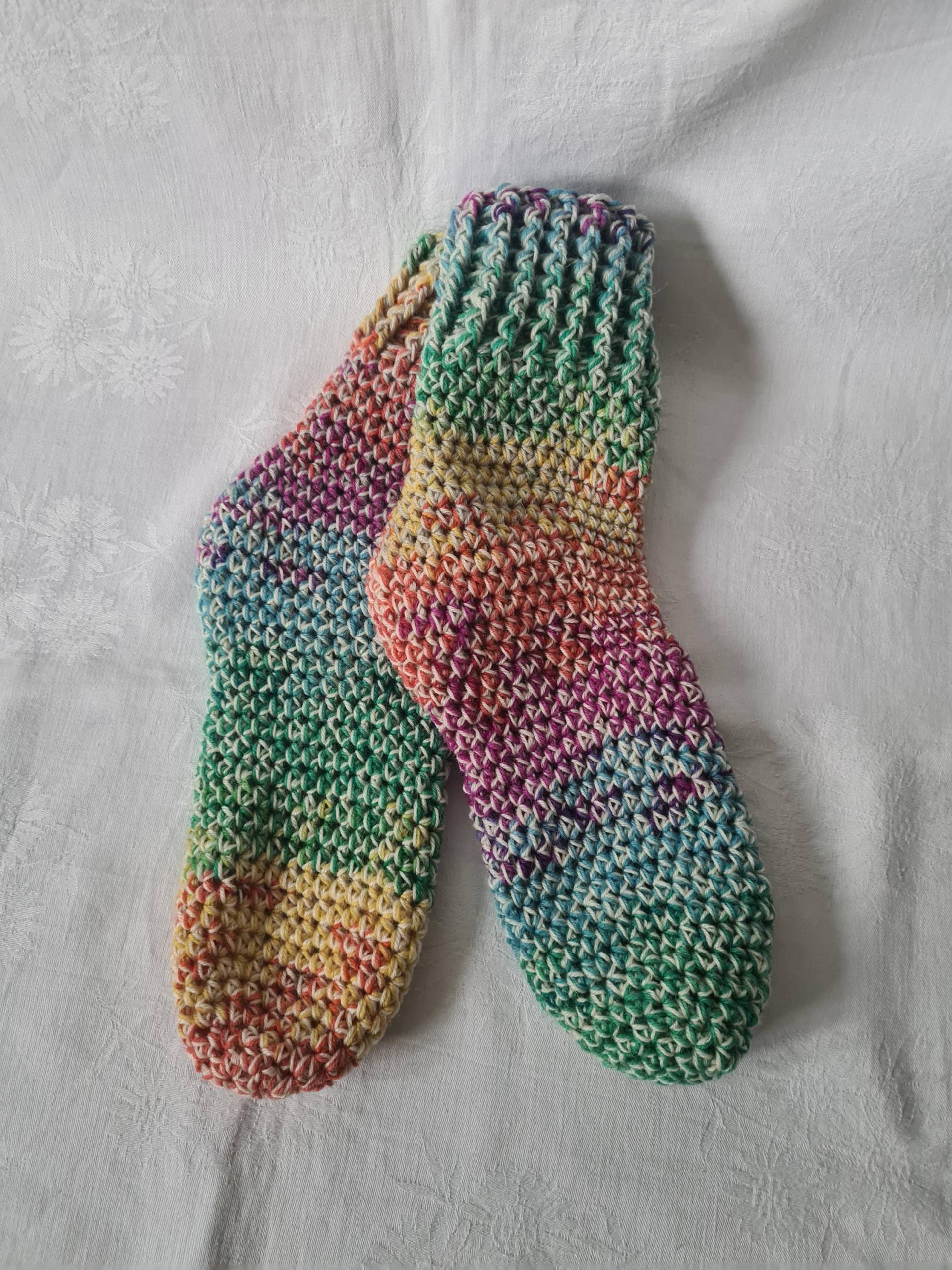 Wollsocken Gehäkelt Gr.40/41 von Kreatinchen81