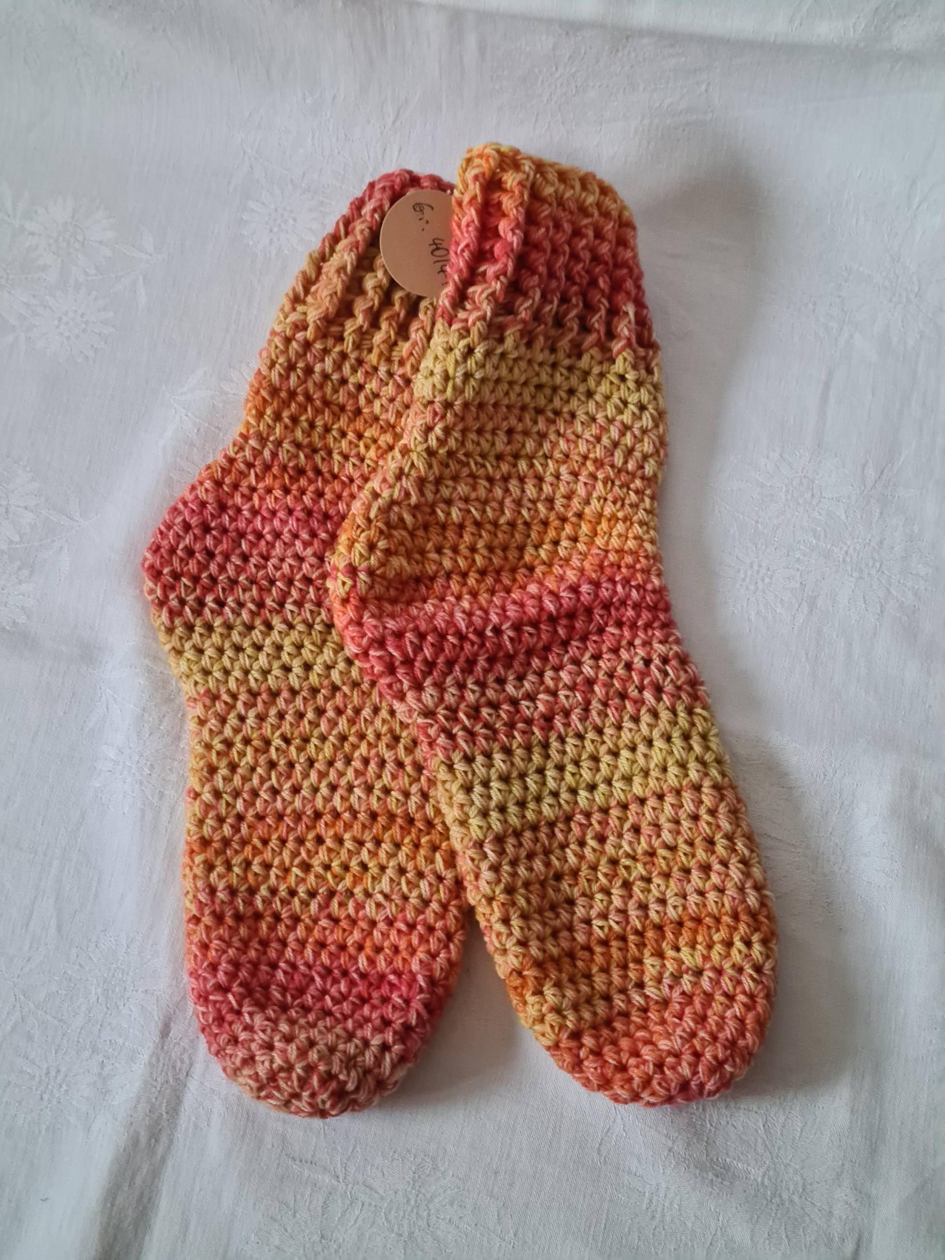 Wollsocken Gehäkelt Gr.40/41 von Kreatinchen81