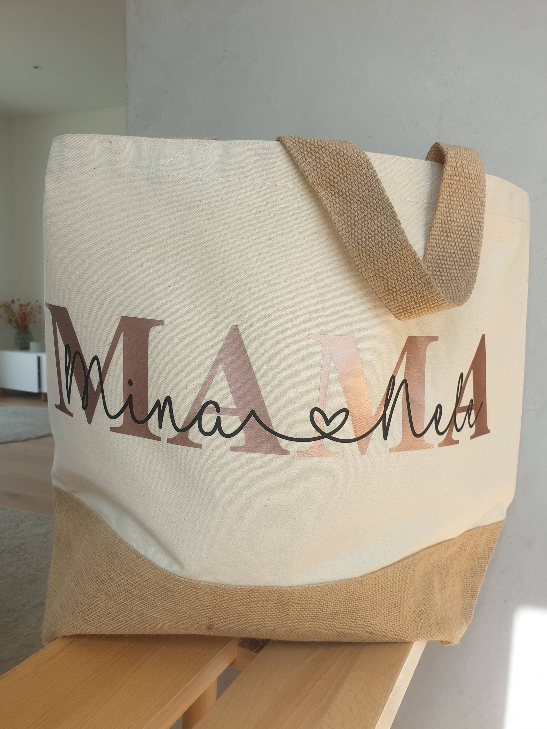 Jute Mama Shopper | Xl Tasche Mit Namen Segeltuch Jute Mama Shopper | Xl Tasche Mit Namen Segeltuch von KreationenbyIna